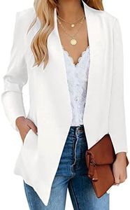 luvamia Women's Casual Long Sleeve Lapel Button Slim Work Office Blazer Jacket Women's White Suits for Business Brilliant White Size X-Small Size 0 Size 2