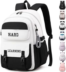 Ibalulu Mochila Portatil Mochila Escolar Mochila Escolar Adolescente, 15.6 Pulgadas Impermeable Antirrobo, Casual Backpack Escolar para Ordenador Portátil, Blanco Negro