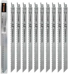 FOXBC 12 Inch Stainless Steel Frozen Meat Bone Saw Blades 3 TPI for Reciprocating and Sawzall Saws - 10 Pack