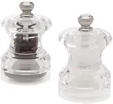 Cole & Mason Button Mini Salt & Pepper Mill Gift Set - Mini Travel Salt & Pepper Grinders - Adjustable Spice Tools - Refillable Salt & Pepper Mills - Hand Wash Kitchen Tool - Clear Acrylic