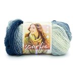 Lion Brand Yarn Scarfie Yarn, 1 Pack, Blue/Cream