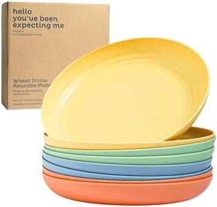 Deep Dinner Plates Set of 8 - Wheat Straw Plates, Alternative for Plastic Plates, Microwavable, Dishwasher Safe, Unbreakable Dinnerware, Reusable Dinner Plates (Meadow 9")