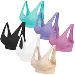 Blu Apparel Multipack Seamless Comfort Bras Sleep Bras Sizes 8-24 Not Padded Wireless (UK, Alpha, XXL, Regular, Regular, Black/White/Nude/Aqua/Pink/Lilac 6 Pack)