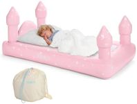 FUNBOY Kids Pink Castle Sleepover Travel Bed & Air Mattress. Perfect for Sleepovers. Includes Carrying Storage Bag, Twin