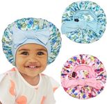 BONNET QUEEN Baby Bonnet Kids Bonnet Infant Satin Silk Hair Bonnets for Girls Newborn Infants with Tie Band Bow 6-12 Months 2Pcs Pink+Blue Floral