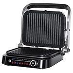 HOMCOM Health Grill & Panini Press, 2100W Electric Non-stick Grill with 180° Flat Open, Drip Tray, Removable Plate, Floating Hinges and 8 Automatic Settings