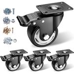 Caster Wheels - 3 Inch Casters Set of 4 Heavy Duty, BOSGEOT Locking Industrial Casters with 360 Degree No Noise Polyurethane Wheels, Swivel Plate Casters with Brake - Pack of 4