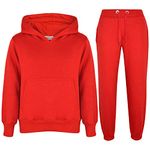 A2Z 4 Kids Girls Boys Unisex Plain Tracksuit Hooded Sweat - T.S Plain 105 Red 9-10