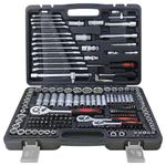 Takezuaa 216 Pieces 1/4"&1/2"&3/8" Socket Wrench Set,Drive Ratchet Wrench Bits & Driver,with Flexible Extension Rods,Quick Release Reversible Ratchet,Spanner Sets for Auto Repairing and Household