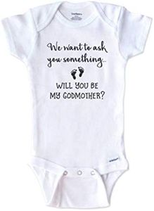 Hello Handmade - We want to ask you something Will you be my Godmother? baby onesie surprise pregnancy announcement (0-3 Months, White)