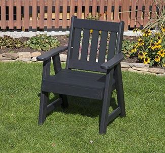 ECOMMERSIFY INC Black-Poly Lumber Mission Poly Resin 2 FEET Patio Garden Chair Heavy Duty Everlasting PolyTuf HDPE - Made in USA - Amish Crafted