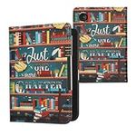 kwmobile Case Compatible with Kobo Clara BW/Colour Case - PU Cover w/Strap - Library Motto Multicolor