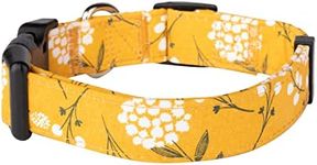 Dog Collar for Small Medium & Large Dogs - Heavy Duty Cotton Dog Collar, Long Lasting, Adjustable, Strong and Durable Dog Collars and Stocking Stuffer - Yellow Dog Collar