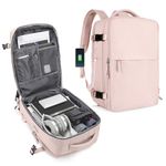 Cabin Bags for Travel, Underseat Carry on Hand Luggage Backpack for Women Airplane Approved Travel Backpack Personal Item Travel bag 15.6 inch Laptop Backpack for Business Casual Work,S3-Light Pink