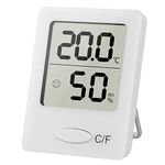 Digital Room Thermometer, Indoor Hygrometer Accurate Humidity Meter with Temperature Humidity Sensor and Face Icon Comfort Indicator for Bedroom, Baby Room, Warehouse, Cellar, Car - White