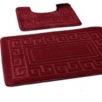 EDS New Greek Style 2 Piece Bath Mat Set Non-Slip 13 Colours (Burgundy)