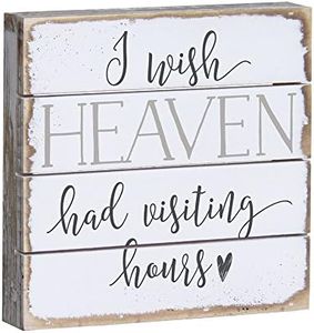 Simply Said, INC Perfect Pallet Petites Heaven Sign - I Wish Heaven Had Visiting Hours - 8 x 8 inch Wood Sign - Wooden Memorial Sign - Bereavement Gifts - Made in USA - PET11298