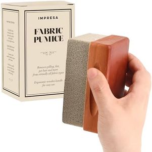 Extra Large Fabric Pumice with Wooden Handle for Sweater Care - Lint Remover Stone Keeps Your Fabrics Looking Fresh Longer - Sweater Brick for Sweater Pilling Removal - Pill Remover for Clothes