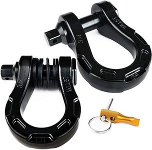 GearAmerica Aluminum Alloy Ultra Shackles – 30,000 lbs MBS, 10,000 lbs WLL – Safely Connect a Tow Strap, Rope or Winch Line for Off-Road Recovery – No Rust Alternative to ¾” D-Rings – 2-Pack, Black