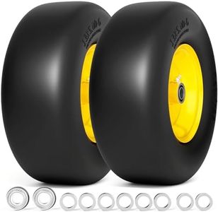 RONPOW 13x5.00-6 Flat Free Lawn Mower Tire, Zero Turn Mower Front Tires, 13x5x6 Solid Mower Wheel for Residential and Commercial, 3/4" & 5/8" Bearing, 3.25"-5.9" Center Hub, 2Pack Yellow, 500Lbs