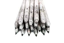 St@llion Recycled HB Pencils Newspaper Print Recycled Paper Environment-Friendly Unique Stationery Wood Free Pencils for Writing, Drawing with Biodegradable Sharpener and Eraser (100 Pieces)