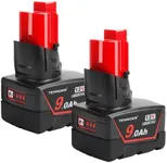 TENMOER 2 Pack 9.0Ah Compatible with Milwaukee 12V Battery Replacement for Milwaukee 12Volt Batteries 48-11-2460