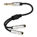 XMSJSIY 6.35mm TS Guitar Signal Audio Y Splitter Cable, 1/4" Male to Dual Mono 1/4" Female Adapter with Gold-Plated OFC HiFi TS Speaker Headphone Extension Cable-0.5M/1.6FT