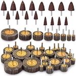 Abrasive Flap Wheel Sander Set, 48 Pcs Drill Sanding Attachment, 80 Grit Flap Wheel for Die Grinder, 1/4" Shank Aluminum Oxide Cone Shape Abrasive Sandpaper Flap Sanding Wheel for Remove Rust