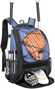 DAFISKY Baseball Bag Softball Backpack - Youth Adult T Ball Bat Equipment Bag with Bat and Helmet Holders, Shoe Compartment and Hook, Purple
