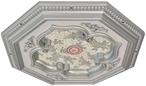 AFD Home Four-Leaf Clover Octagon Chandelier Ceiling Medallion and Fan Medallion, 24 Inches, Silver