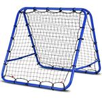 COSTWAY Football Training Net, Double Sided Football Rebounder, Adjustable Soccer Target Goal for Kids and Children to Practice, Play Games in Playground, Backyard (Blue)