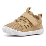 MORENDL Baby Boy Shoes Walking Non-Slip Toddler Girl Sneakers Breathable Mesh Tennis Shoes Lightweight Infant 2 Tiny Feet Shoes Brown 15-18 Months