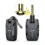 LEKATO 2.4GHz Guitar Wireless System Designed with Slient Plug, Wireless Guitar Transmitter Receiver, Rechargeable Cordless Digital Audio Guitar Bass System for Electric Instruments Bass Violin