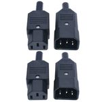 YINGSC 2 Pair AC 250V 10A IEC 320 C14 Male Female Panel Mount Plug Adapter Power Connector Socket 3Terminals Panel Mount Power Socket Adapter Connector