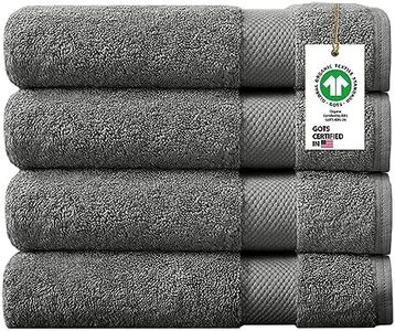 Delara 100% Organic Cotton Towels 650 GSM Plush Feather Touch Quick Dry Bath Towel, Pack of 4 GOTS Certified, Oeko-Tex Green Certified, Organic Cotton Bath Towel, 30"X58"