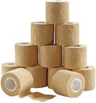 MEDca Self Adherent Cohesive Wrap Bandages 2 Inches X 5 Yards 12 Count with Strong Elastic First Aid Tape for Sprain Swelling and Soreness on Wrist and Ankle (Skin Color)