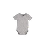 Burt's Bees Baby Baby Boys' Short Sleeve Bodysuit Footie, Heather Grey Reverse Seam V-Neck, 0-3 Months