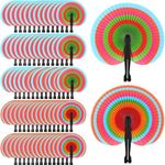 Taiyin 100 Pcs Paper Hand Fans Decorative Folding Handheld Fans Party Supplies for Summer Holiday Wedding Birthday Baby Shower Party Decor Travel Camping Employee Gift DIY Crafts