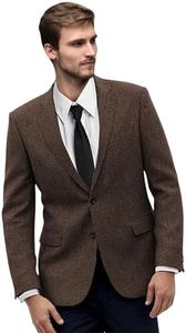 Lipoon Retro Mens Suit Blazer Tweed Herringbone Suit Jackets Slim Fit Sport Coats Prom Business Casual Tux Wedding Blazers - Dark Brown,Small