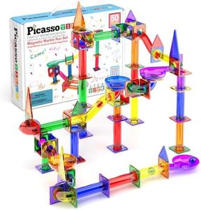 PicassoTiles Magnetic Marble Run Marbles for Kids Race Track Toy Set Marble Maze Sensory Toys for Toddlers STEM Educational Magnet Building Blocks Construction Building Tiles Boys Girls 3+