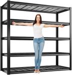 REIBII 48.2''W Garage Shelving Heavy Duty Loads 3010LBS Garage Storage Shelves Heavy Duty Shelving 5 Tier Adjustable Metal Shelving for Storage Rack Industrial Utility Shelf 48.2''W X72''HX 24.5''D