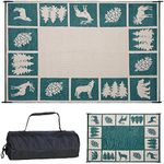 Stylish Camping 229124 9'x12' Reversible Mat, Plastic Straw Rug, Large Floor Mat for Outdoors, RV, Patio, Backyard, Picnic, Beach, Camping - Hunter Mat (Green/Beige)