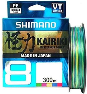 Shimano Kairiki 8, 300 Meter, 0.12 mm/8.2 kg, Braided Fishing Line, 59Wpla68R22
