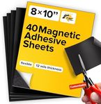 Magnetic Sheets with Adhesive Backing - Flexible Magnetic Paper with Strong Self Adhesive - Sticky Magnet Sheets for Photo and Picture Magnets, Stickers and Other Craft Magnets (8" x 10", 40 pcs)