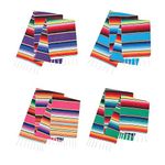 Zhanmai 8 Pcs 14 x 84 Inch Mexican Serape Table Runners Mexican Table Blanket Colorful Striped Cotton Fringe Table Runner for Mexican Fiesta Party Cinco De Mayo Wedding Decorations