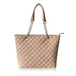 Quilted Shopper Tote Bag (Nude)