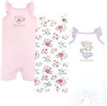 Hudson Baby Unisex Baby Cotton Rompers, Tea Party, 0-3 Months