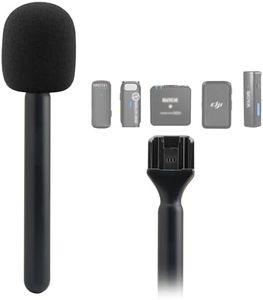 JCMOYUTY for Dji Handheld Mic Adapter, Stand for DJI/RODE/HOLLYLAND/BOYA/GODOX/ULANZI/Comica and More Wireless Transmitter Holder Interview Go Handle Stick with Cold Shoe Mount
