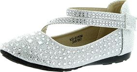 Link Girls Cute Rhinestone Ballet Ballerina Flats Silver 3 M US Little Kid