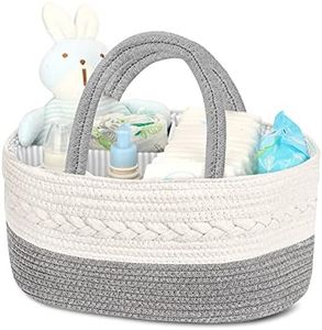 Maliton cesta bebe,Portátil cesta organizadora bebe,cesta cambiador bebe,organizador bebe,cesta regalo bebe,Adecuado para productos para el cuidado del bebé-Blanco Gris
